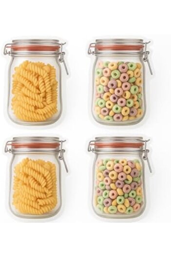 STOREMAX Snshop 4-Pack Ziplock Storage Bags, Jar-Like Appearance |   500 ml |   Food Storage, Spices, Kurab