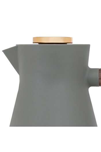 Everest Amada Thermos, 1 liter, wooden handle, thermal glass inner shell dark gray