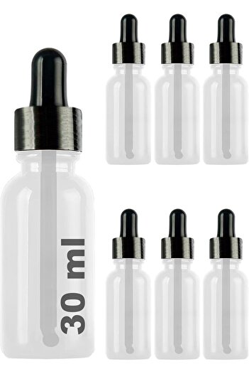 STOREMAX Polysight 30 ml Metal Cap Dropper Bottle Serum 30 Cc Glass Bottle 6 Pieces (Black Cap, Transparent