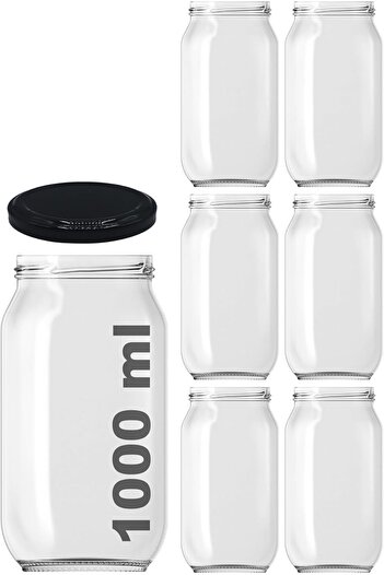 STOREMAX Vegashop 1000 ml Glass Jars in Different Sizes 1000 Cc Canning Glass Jar with Metal Lid 6 Pieces (Chef