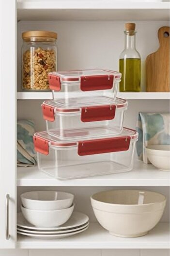 STOREMAX Snshop Life 3 Pieces Vacuum Leak-Proof Storage Container Set 375ml 900ml 1700ml Mıt1163 467437