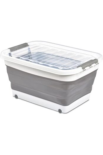 STOREMAX Snshop Doorway Folding Silicone Storage Laundry Basket with Wheels Toy Box Organizer 467