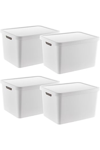 STOREMAX Sellbuyst 4-Piece Set Stafi Multi-Purpose Box with Lid White 18 Lt - White, Multi-Purpose Box with Lid Ku