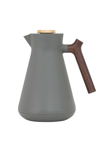 Everest Amada Thermos, 1 liter, wooden handle, thermal glass inner shell dark gray