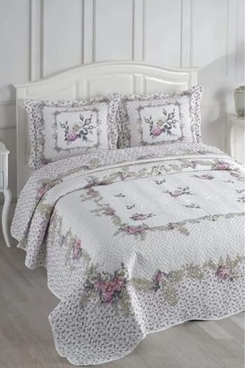 STOREMAX Sellbuyst Örtüm Katie Double Quilted Bedspread Set - Pink Trendy 266450