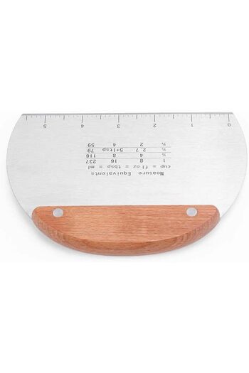 STOREMAX Polysight Scale Dough Cutter, Wooden Handle, 16cm X 11.3cm, Stainless Steel Trendzap 467437