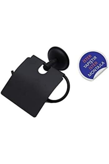 STOREMAX Black Lid Toilet Roll Holder Toilet Paper Hanger - Stop Punching Holes, Either Stick It or m