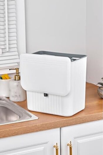 STOREMAX Polysight 15 Liter Functional Trash Can with Lid and Kitchen Countertop Trash Can with Cabinet and Wall Mount 15 Lt