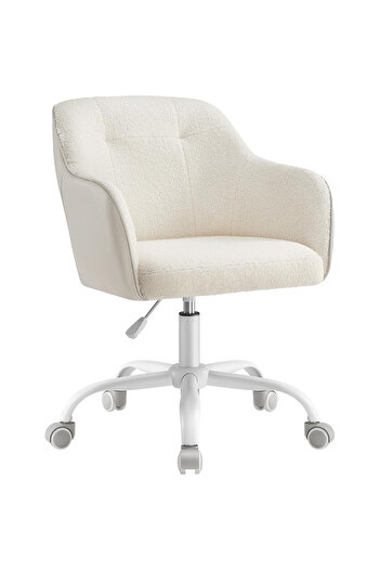 SONGMICS Swivel office chair, height adjustable, sherpa and PU material, steel frame, 64x64x78-88cm