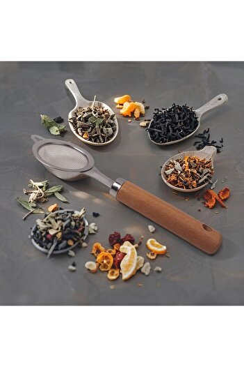 STOREMAX Snshop Stainless Steel Tea Strainer with Wooden Handle |   Silicone Handle Strainer – Stylish and Functional