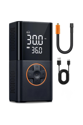 Elindor Compresor auto digital ®, portabil, 4000mAh, negru