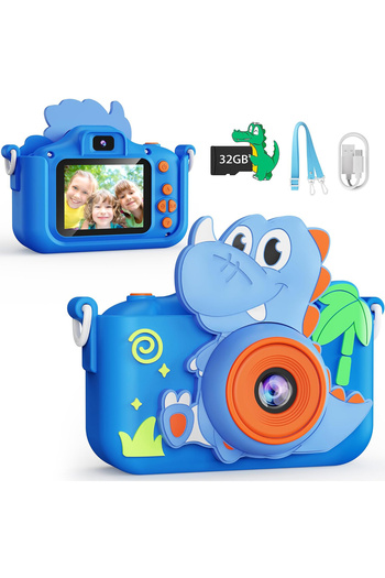 Elindor ® Digital Camera for Kids - Dinosaur, 48MP, 1080P HD, Perfect Gift for 3-12 Years Old