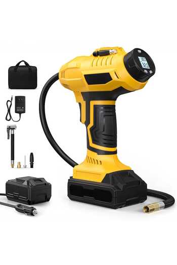 Elindor Compresor auto portabil ® 160 PSI, alimentare dublă AC/DC, galben