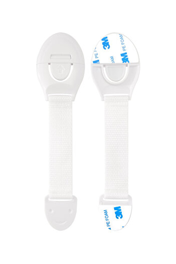 Fab N Funky Child Safety Cabinet Locks, Strong Adhesive, 0 Month+, 20 x 5 cm Each, White - 2 Pieces