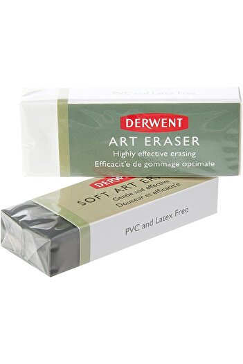 Derwent Set of 2 Professional erasers, one white square and one black with charcoal, blister pack