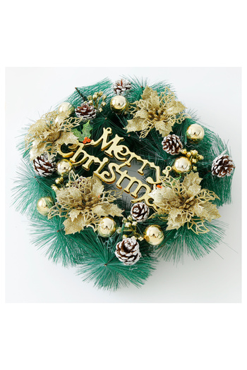 Fab N Funky 30cm Plastic Christmas Wreath - Festive Party Door Wall Hanging Decor