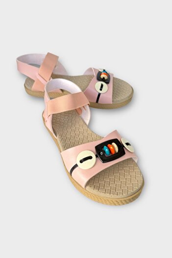 Liger Elastic Bead Detailed Casual Women's Sandals Pudra - Black