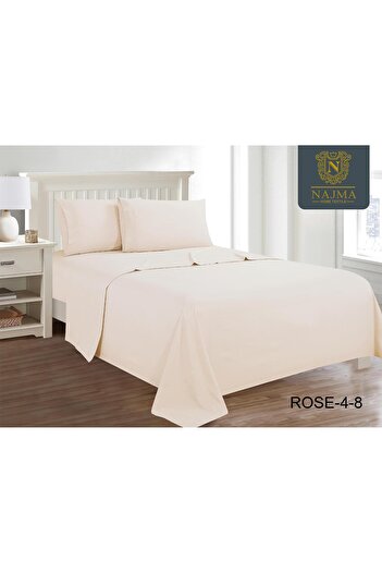 Rose 4-piece plain microfiber double bed sheet
