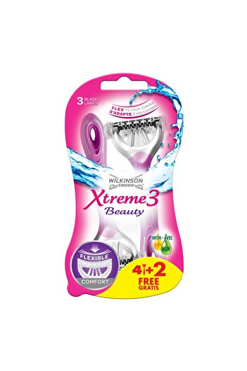 Wilkinson Extreme 3 Beauty Disposable Razor, Women, 6 pcs