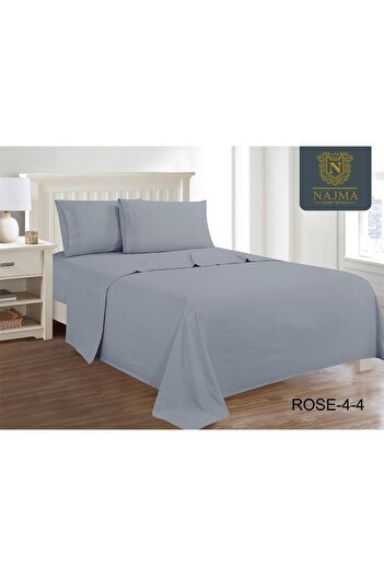 Rose 4-piece plain microfiber double bed sheet