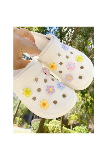 Choice 10 pcs 5/10pcs Flower Shoe Decorations Fashionable Cute Colorblock Decorations for Clogs for Girls'