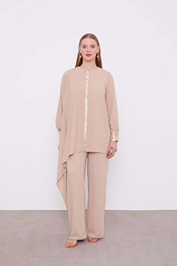 Levidor K.Beige Sequin Detail Tunic Set