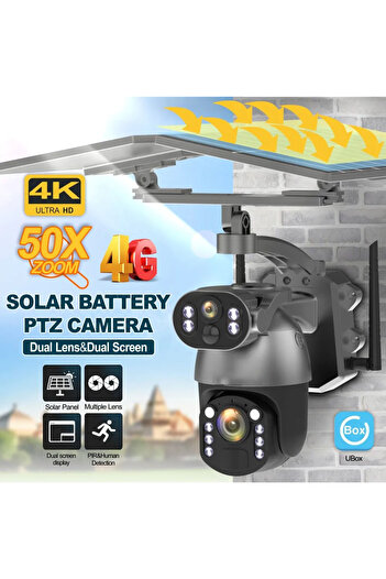 OEM Solar Panel Surveillance Camera, PTZ 4G, Q5M-AZ, with Dual Lenses 3MP/3MP, IR 40m, 50X Zoom
