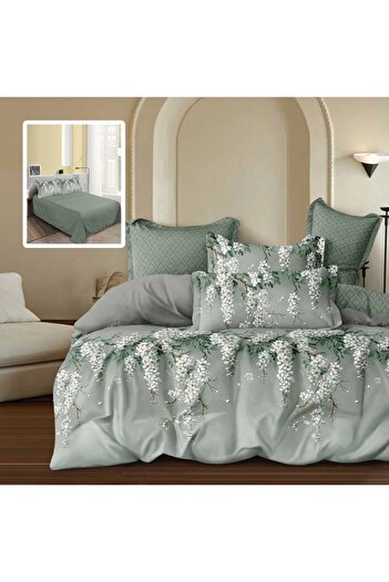 Pucioasa 6-piece finet double bed linen with white wisteria flowers