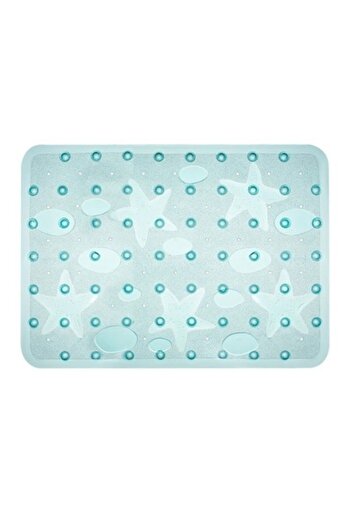 OEM Bath mat, non-slip, with suction cups, turquoise, starfish, 65 x 43 cm