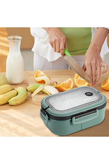 MUBX Portable Food Container Lunch Box 2-Tier Diet Nutrition Box Storage Container with Fork and Spoon