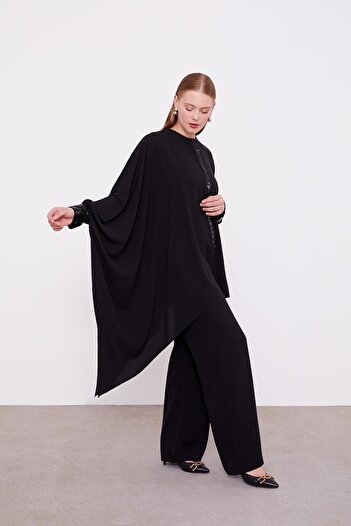 Levidor Black Sequin Detail Tunic Set