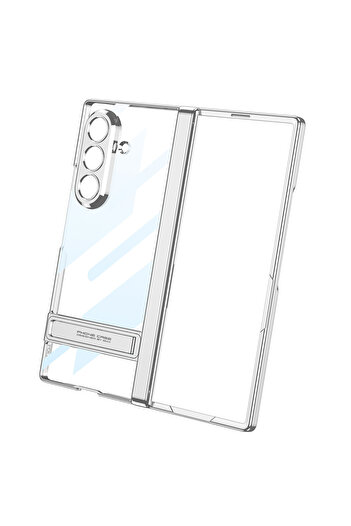 Nezih Case Samsung Galaxy Z Fold 7 Kılıf Kamera Korumalı Şeffaf Tasarımlı Standlı Kapak