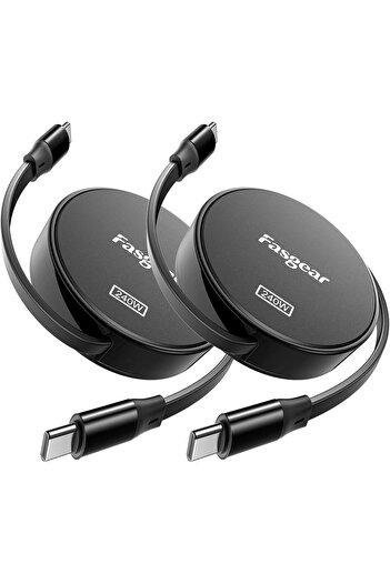 Fasgear 240W USB C to USB C Cable 3.3ft Retractable 5A Fast Charging Type C Cord for 100W USB C Char