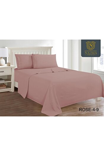 Rose 4-piece plain microfiber double bed sheet