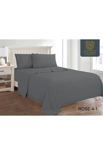 Rose 4-piece plain microfiber double bed sheet