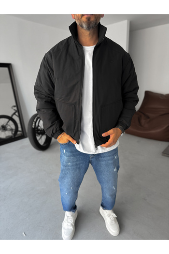 BYBASICMAN Black Embroidered Bomber Jacket Tw-8000