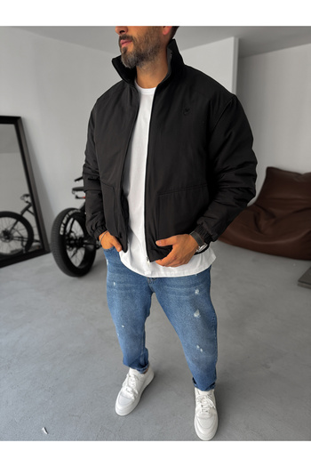 BYBASICMAN Black Embroidered Bomber Jacket Tw-8000