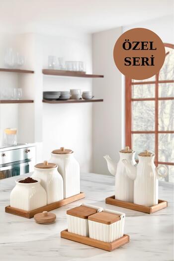 İLİVA 10 Piece Oil Seasoning Container Set with Stand, Tea Coffee Sugar Jar Set, Oil Pot, Salt Container