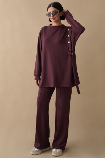 InStyle Lacing Detail Snap Fastener Plum Set