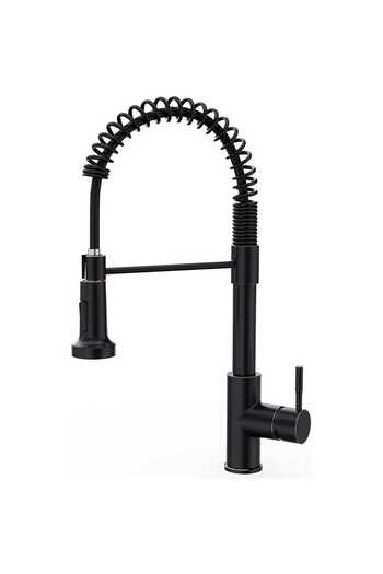 Elindor Baterie de bucătărie cu duș extractibil, 2 moduri de jet, design modern, negru