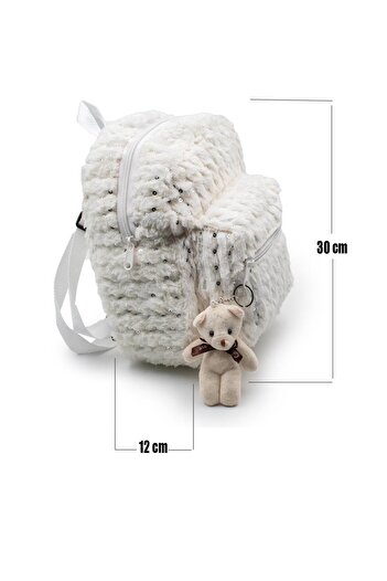 BORNAY Girl's Plush Backpack |   Cute Daily and School Bag with Teddy Keychain