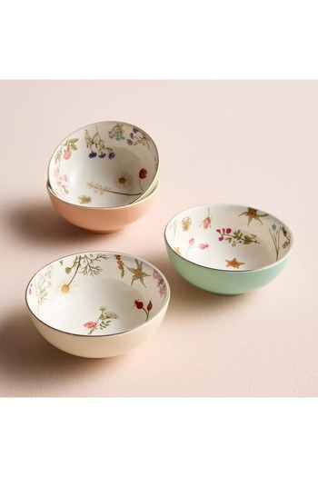 Generic Garden Boho 4-Piece Porcelain Serving Bowl Set - 12 cm