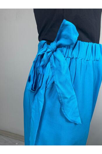 Sobe Hediyelik Blue Casual Baggy Trousers – Elastic Waist, Pockets, Comfortable Fit, Unisex Daily Wear