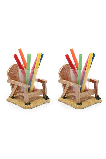 Bosphorus 2 Pieces Pen Holder Chair Model Office Supplies 13X11X10Cm 200ml