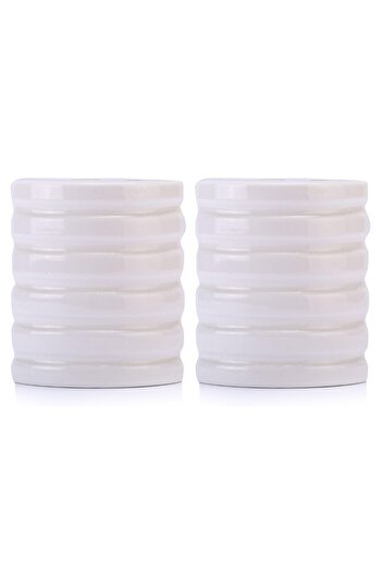 Bosphorus 2 Pieces Pen Holder Oval Striped Model Ceramic Office Supplies 9X6X11Cm