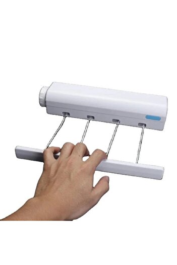 FOXMAG24 Retractable clothes dryer, with 4 wires and hooks, maximum length 3.2 meters
