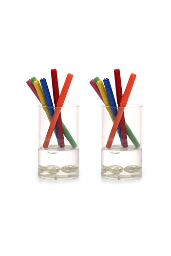 Bosphorus 2 Pieces Pen Holder with Pearls in Water Model Office Supplies 7X7X13Cm 300ml