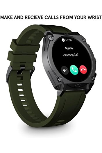 Police My Avatar Alloy Case Olive Green Silicone Strap Men's Smartwatch with Amoled Glass IP68-45mm