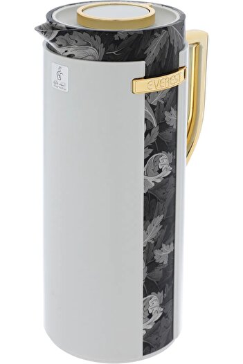 Everest Widad Thermos, 1 liter, wooded pattern, thermal glass inner shell, light gray