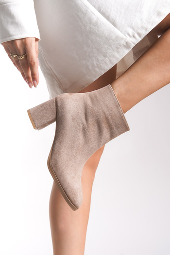 Riccon Γυναικείες μπότες με τακούνι 00121030 Mink Suede